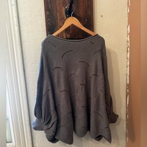 Oversized Grey Knit Women's Sweater - Casual Cozy Pullover